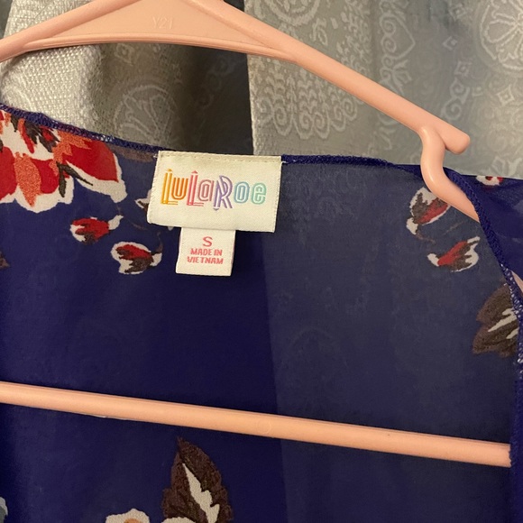 NWT LulaRoe Shirley Long Kimono Jacket Sheer Unicorn Floral Print Blue Sz Small - Picture 6 of 6